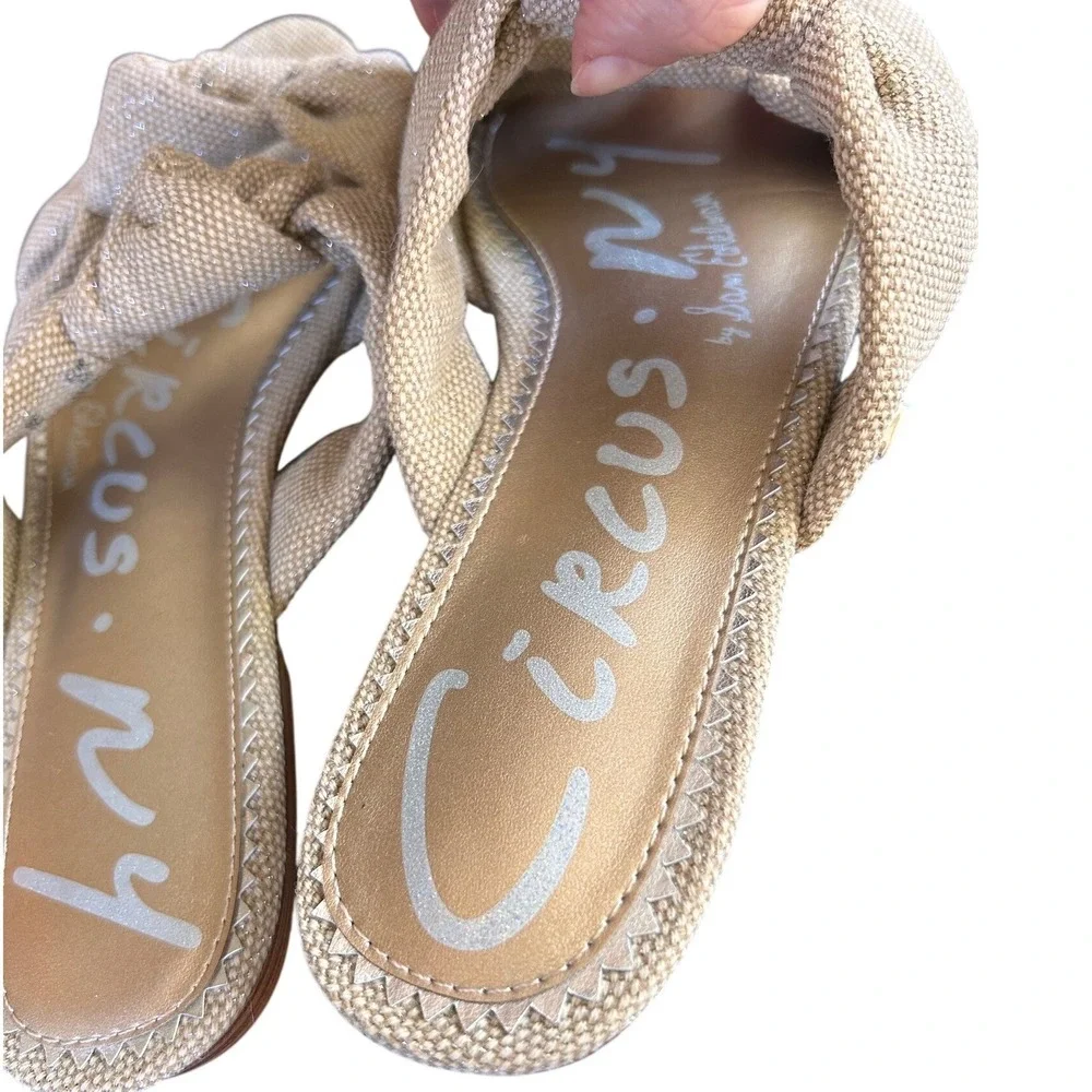 Circus NY by Sam Edelman‎ Womens 9 Beige Woven Double Knot Slide Flat Sandals